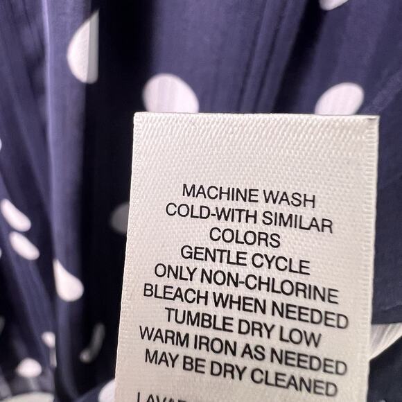 Chico's Women's Blue White Polka Dot Ruffle Sleeve Blouse Bell Sleeve Lace Sz L - Picture 9 of 12